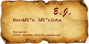 Bordán Jácinta névjegykártya